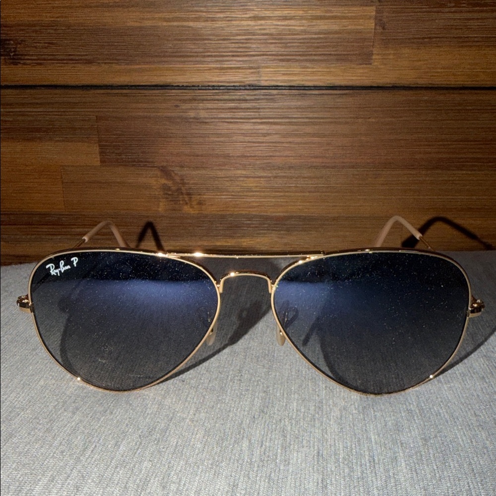 Ray-Ban Gold Frame Sunglasses with Black Lenses